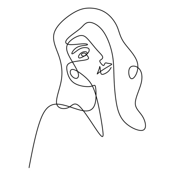 Abstractos Rostros Mujeres Hermosas Perfil Cara Femenina Lineal Moda Moderna — Vector de stock