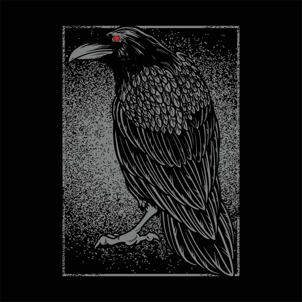 Dark Evil Raven Halloween Theme Tattoo Shirt Design Vintage Crow — Stock Vector