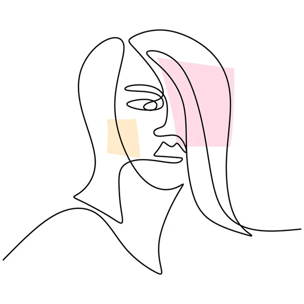Wajah Abstrak Wanita Cantik Mode Modern Profil Wajah Wanita Linear - Stok Vektor