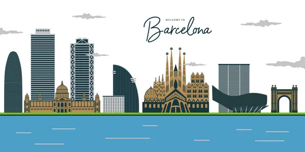 Vista Aérea Barcelona Paisaje Urbano Ciudad Europio Plaza España Parque — Vector de stock