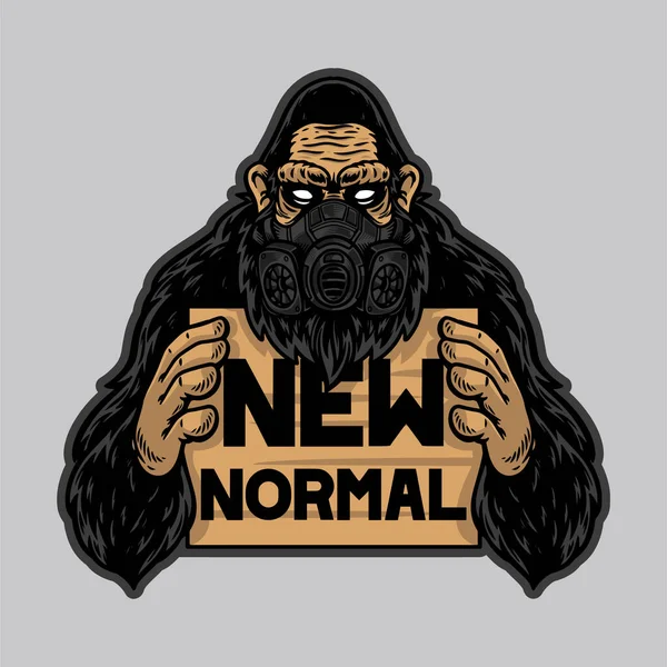 Cool Gorilla Scimmia Maschera Uso Tenere Nuovo Banner Normale Isolato — Vettoriale Stock
