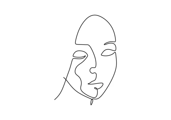 Continuous Line Drawing Face Abstract Minimalism Vector Isolated White Background — Stock Vector