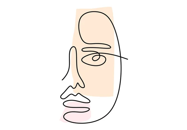 Affiche Abstraite Avec Visage Féminin Minimal Avec Expression Heureuse Dessin — Image vectorielle