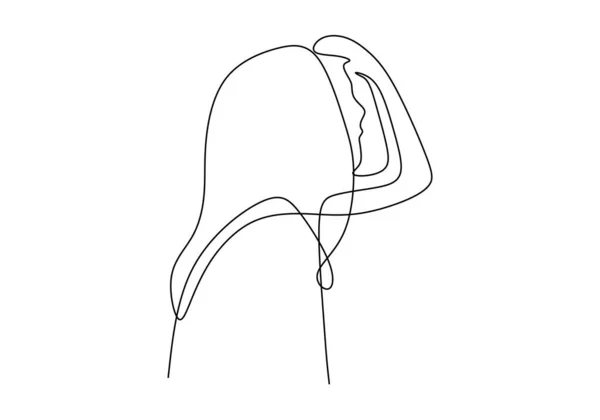 Jedna Souvislá Linie Obličeje Abstraktní Izolované Bílém Pozadí — Stockový vektor