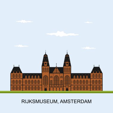 Rijksmuseum Amsterdam Müzesi. Müze Amsterdam ilçesindeki Müze Meydanı 'nda yer almaktadır. Düz çizgi film ögeleri.