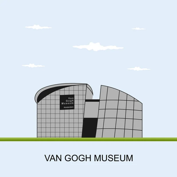 Van Goghovo Muzeum Amsterdamu Nizozemsko Panoramatická Vyhlídková Budova Muzeum Umění — Stockový vektor