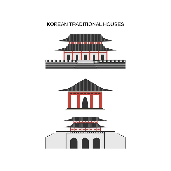 韩国传统住宅 庆波功宫 框架与传统韩国风格的建筑 亚洲著名的地标 矢量说明 — 图库矢量图片