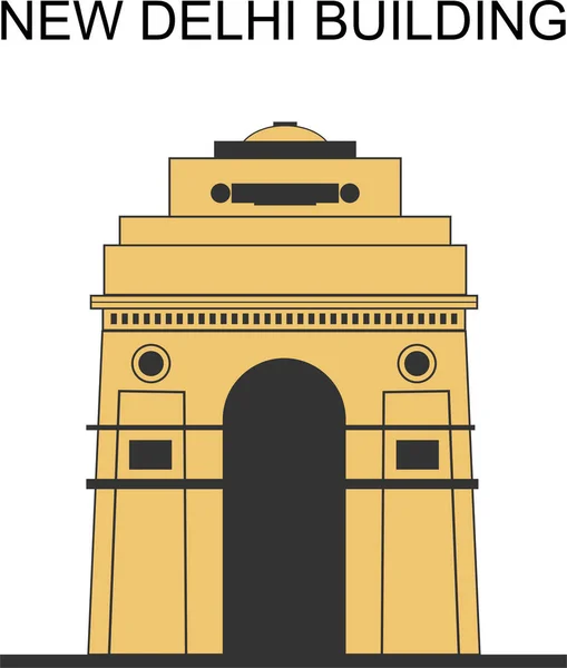 Centro Nueva Delhi India Vista India Gate Paisaje Urbano Con — Vector de stock