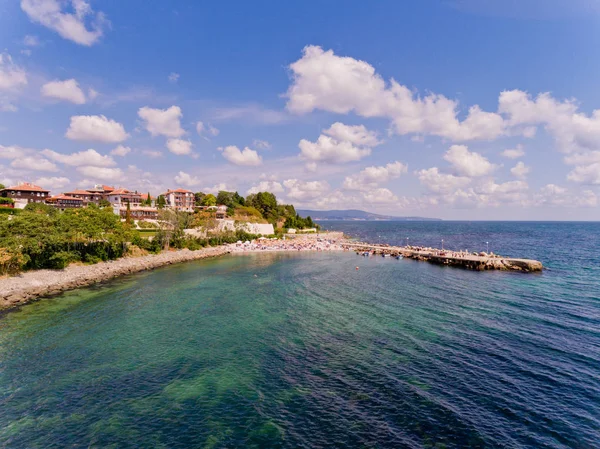 Şehir Plajı Havadan Görünümü Nessebar Bulgaristan — Stok fotoğraf