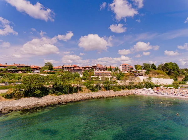 Şehir Plajı Havadan Görünümü Nessebar Bulgaristan — Stok fotoğraf