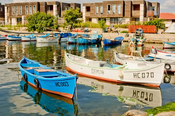 Nessebar Bulgarie Août 2018 Port Ville Avec Des Bateaux Amarrés — Photo