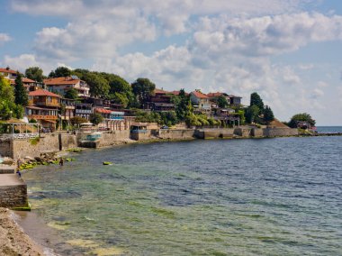 Nessebar, Bulgaristan - 27 Ağustos 2018: Dolgu şehir.