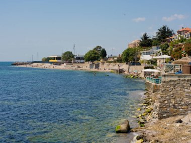 Nessebar, Bulgaristan - 27 Ağustos 2018: Görünüm, Nessebar, Bulgaristan tarihi kentin set of.