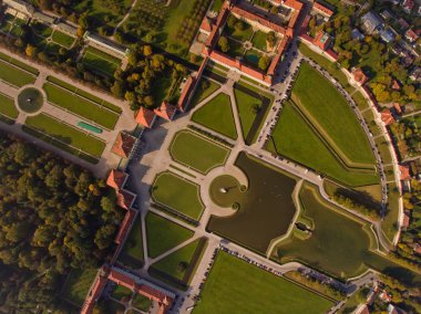 Münih'in Nymphenburg Sarayı ve Parkı Ensemble üstten görünüm.