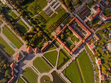 Münih'in Nymphenburg Sarayı ve Parkı Ensemble üstten görünüm.