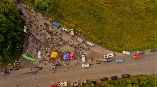 Vinnytsia 乌克兰 2018年9月23日 年度全乌克兰周期 一开始 一群骑自行车的人聚集在一起 顶视图 — 图库照片