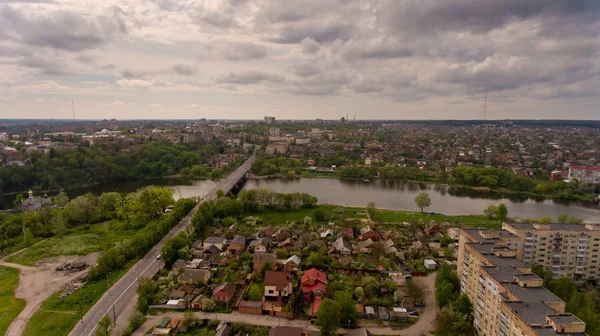 Vinnytsia Şehrinde Nehir Güney Bug Havadan Görünümü — Stok fotoğraf