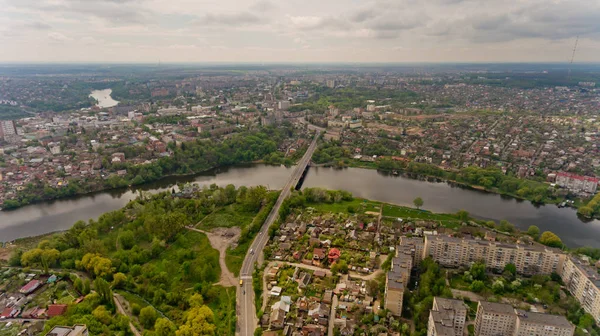 Letecký Pohled Řeku Jižní Bug Městě Vinnytsia — Stock fotografie