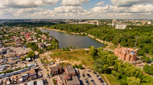 Vinnytsia Ukraina Augusti 2019 Flygvy Över Europeisk Stad — Stockfoto