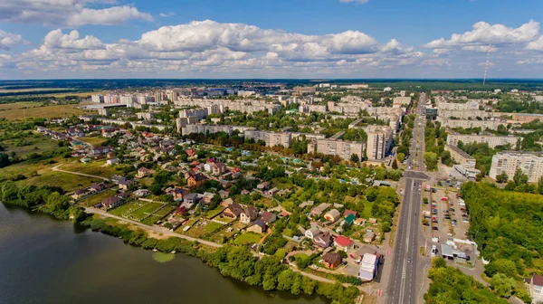 Vinnytsia Ucrania Agosto 2019 Vista Aérea Una Ciudad Europea Imagen de archivo