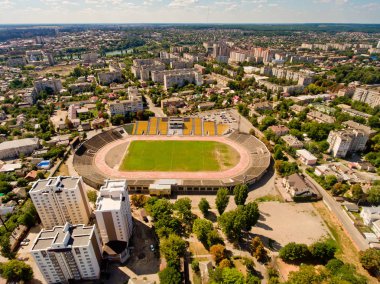 Avrupa'daki futbol sahasının havadan görünümü.
