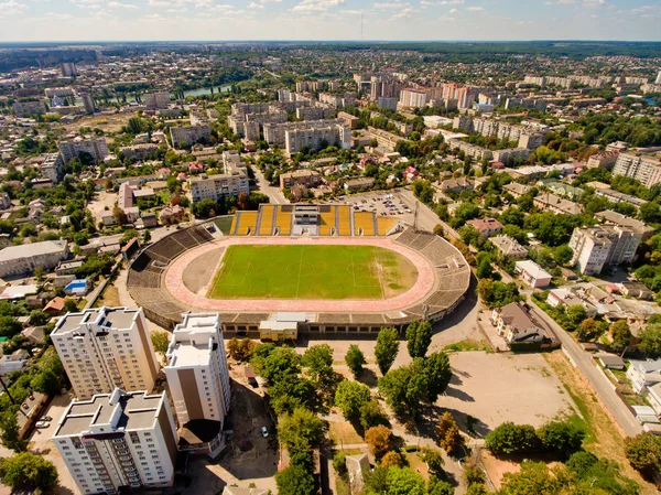 Flygbild Fotbollsplan Europeiska Staden — Stockfoto