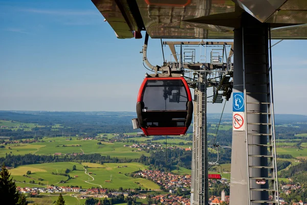 Ski lift on cable car with a closed cabin.