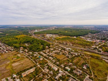 Tipik Avrupa köyü. Hava görünümü.