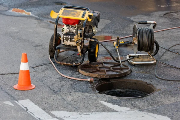 Special equipment for sewer cleaning.