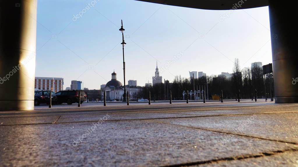 City Skyline with Saxon Garden and Pilsudski Square, Warsaw, Poland
