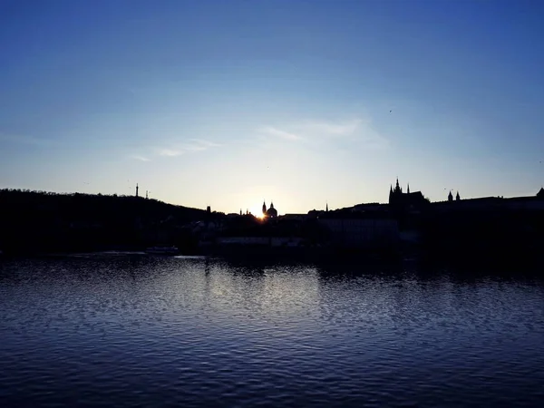 Panorama Del Castillo Praga Atardecer Praga República Checa — Foto de Stock