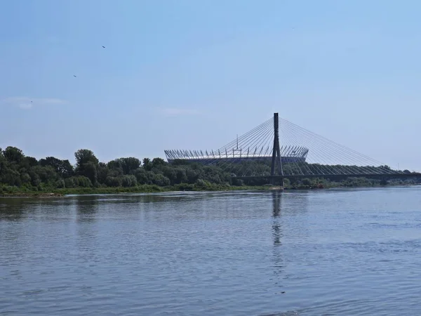 National Football Stadium Flodstranden Med Swietokrzyski Bridge Warszawa Polen Maj — Stockfoto