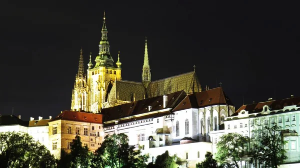 Панорама Пражского Старого Исторического Замка Ночью Градчане Чехия — стоковое фото