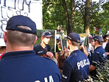 24 Temmuz 2018, Varşova, Polonya Lehçe Senato ve Meclis, önünde protestolar