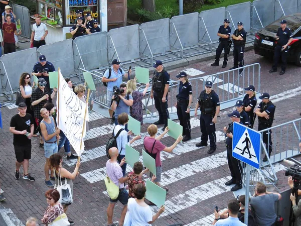 Протести Перед Польського Сенату Парламенту Липня 2018 Року Варшава Польща — стокове фото