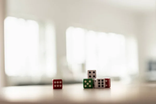 Gaming Dice Stacked Desk Bright Office — Stock Photo, Image