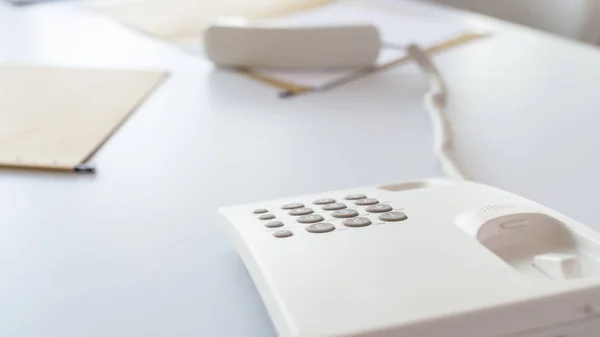 Landline telephone with handset of the hook — Stock Photo, Image