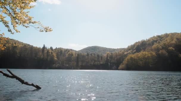 Gyönyörű tó és a természet körülötte — Stock videók
