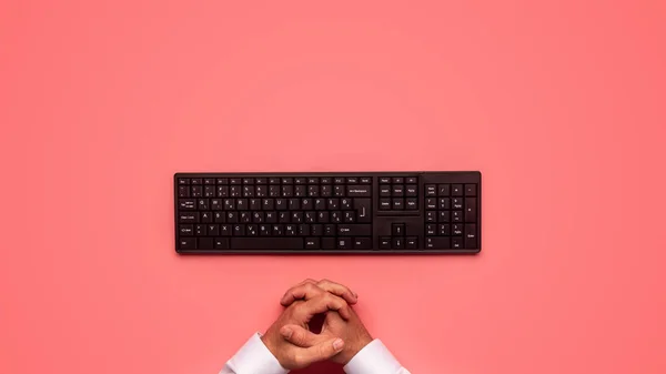 Siyah bilgisayar klavyesinin üst görünümü — Stok fotoğraf