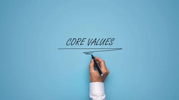 Core values sign over blue background — Stock Photo, Image