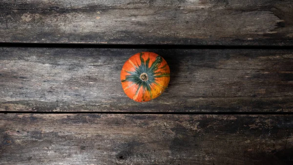 Vue Dessus Citrouille Courge Orange Cultivée Sur Des Planches Bois — Photo