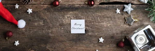 Biały Widok Obraz Biały Post Papier Merry Christmas Znak Umieszczony — Zdjęcie stockowe