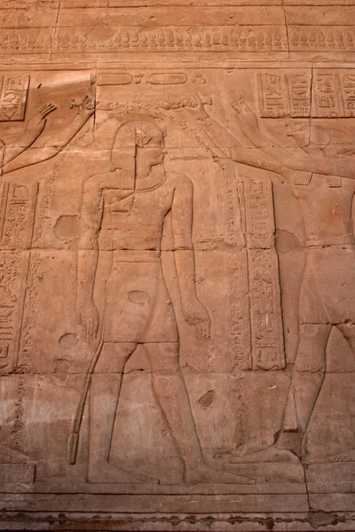 Ristningarna Väggen Templet Edfu Egypten — Stockfoto