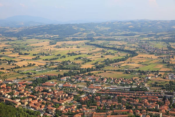 Kleurrijk Landschap Rond Middeleeuwse Stad Gubbio Italië Het Provine Van — Stockfoto