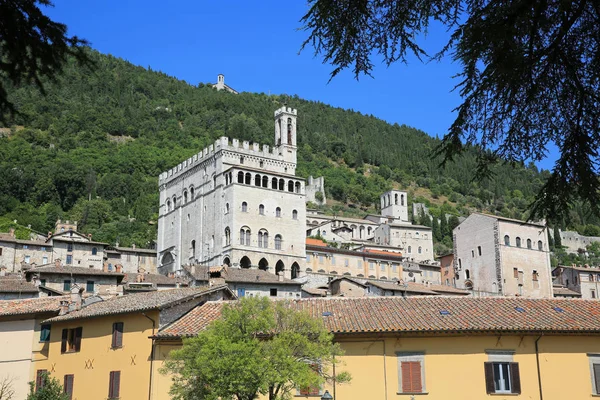 Majestatyczny Panoramę Średniowiecznego Miasta Gubbio Włochy Prowincji Umbria — Zdjęcie stockowe