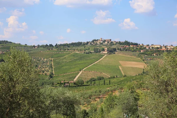 Mooie Heuvel Stad Panzano Domineert Het Landschap Chianti Italië — Stockfoto
