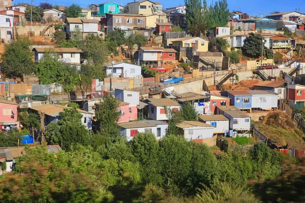 Színes Jól Karbantartott Lakások Egy Szegény Chilei Város Tükrözi Büszkesége — Stock Fotó