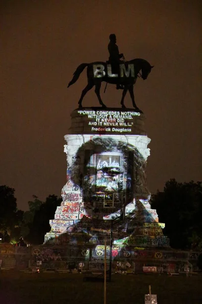 Robert Lee Estátua Richmond Virgínia Sobreposta Com Black Lives Matter — Fotografia de Stock