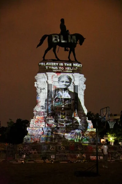 Robert Lee Statue Richmond Virgínia Com Black Lives Matter Sobreposto — Fotografia de Stock
