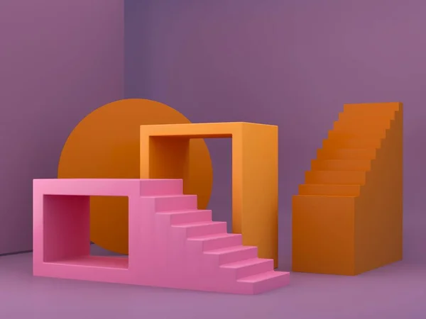 Formas Cores Queda Cores Outono Fundo Abstrato Pódio Mínimo Escadas — Fotografia de Stock